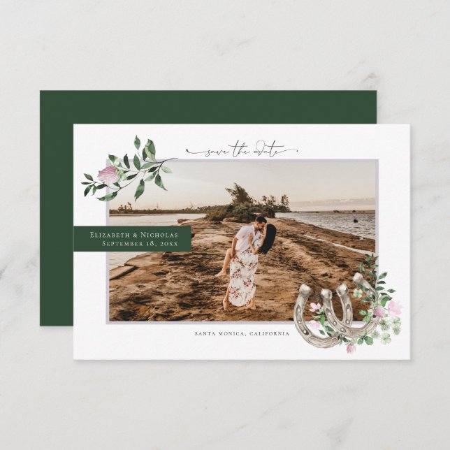 Reserve A Data Horsferes Shamrock Greenery | Casamento Fotográfic (Frente/Verso)