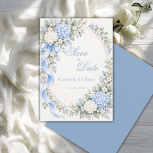 Reserve A Data Hortênsia Azul Branca Casamento Elegante
