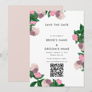 Reserve A Data Hortênsia Rosa Flora Verde Moderno Casamento