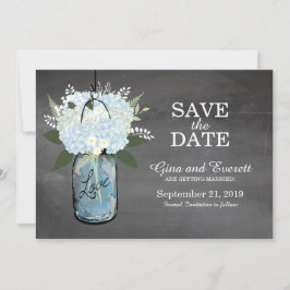 Reserve A Data Hydrangeas em Pote de Vidro com Quadro Negro | SAL
