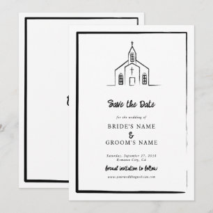Reserve A Data Igreja Desenhada à Mão Casamento Tradicional Capri