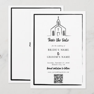 Reserve A Data Igreja Desenhada à Mão Casamento Tradicional Capri
