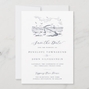 Reserve A Data Ilustração de Âncora de Praia Vintage Elegante par