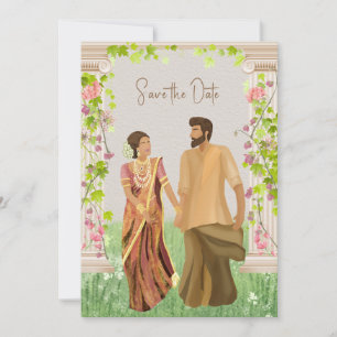 Reserve A Data Ilustração De Casal De Casamento Tamil Salvar A Da