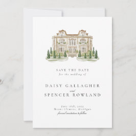 Reserve A Data Ilustração de Local de Casamento em Aquarela Elega