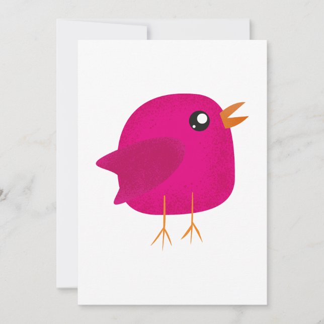 Reserve A Data Ilustração de Passarinho Rosa Fofa (Frente)