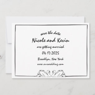 Reserve A Data Ilustração simples do Cisne manuscrito de Eterno