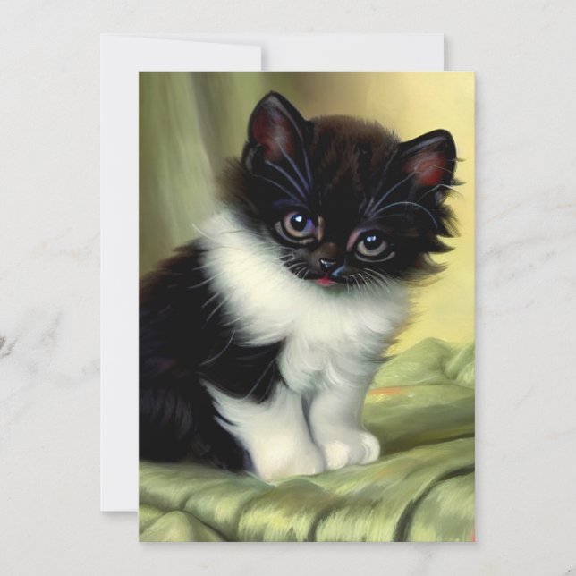 Reserve A Data Ilustração Vintage Tuxedo Kitten (Frente)