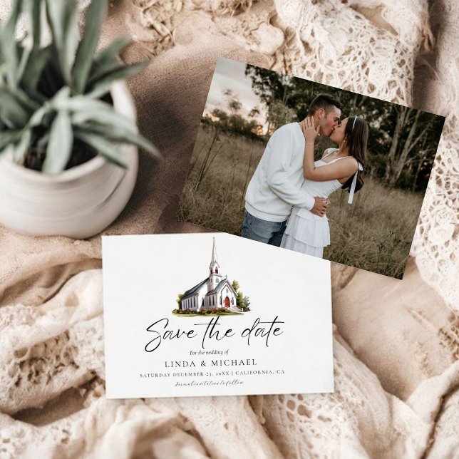Reserve A Data Ilustração Watercolor Church Venue Casamento (Criador carregado)