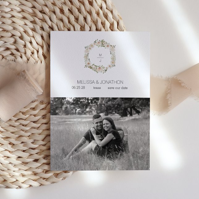 Reserve A Data Imagem de casamento branco floral elegante para sa (Criador carregado)