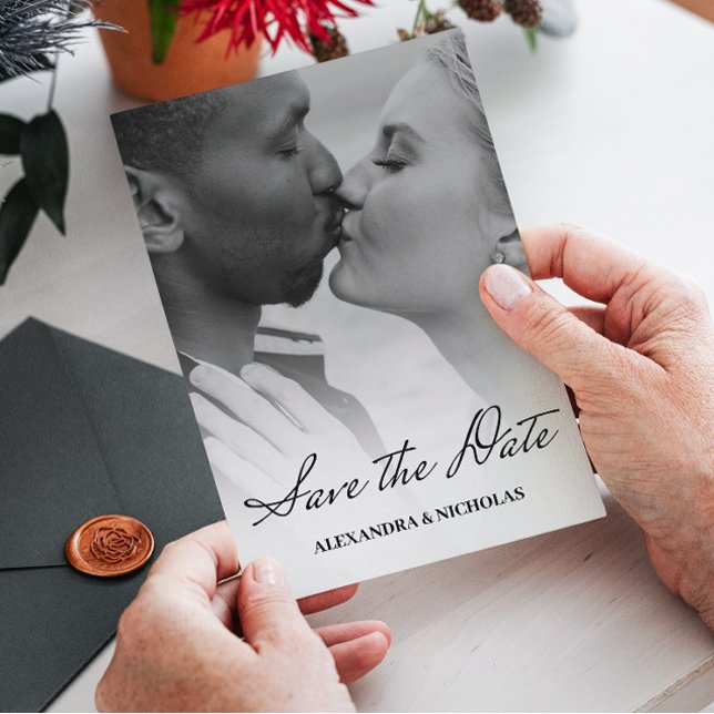 Reserve A Data Imagem Negra E Branca Moderna Elegante Salva A Dat (Criador carregado)