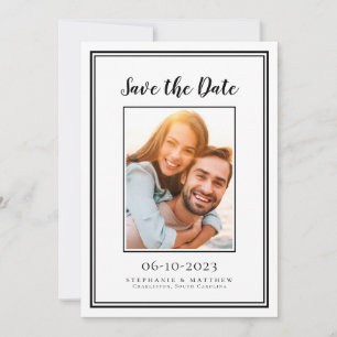 Reserve A Data Imagem simples de Noivado de Casamento Preto e Bra