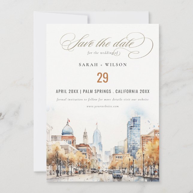 Reserve A Data Indianapolis, Indiana Watercolor Landscape Wedding (Frente)