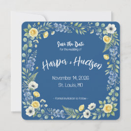 Reserve A Data Indigo & Flor Amarela Salve a Data