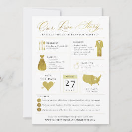 Reserve A Data Infográfico Salvar a Data Faux Gold Foil