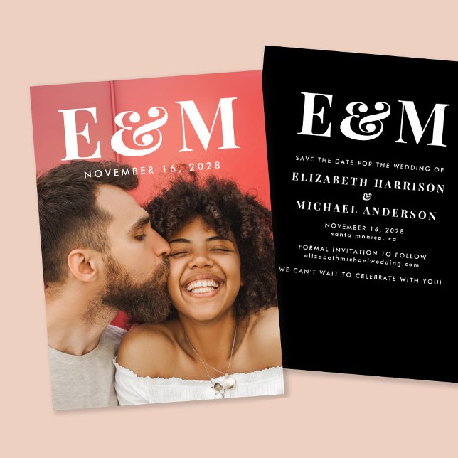 Reserve A Data Iniciais de Monograma Branco Grande Moderno Foto P (Criador carregado)