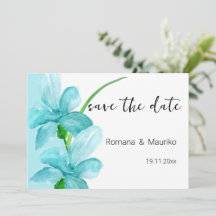 Íris Azul Floral Aquarela Pintada à Mão