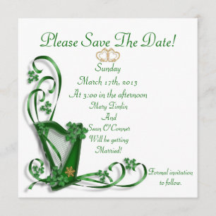 Reserve A Data Irish Save date for Wedding, Harp