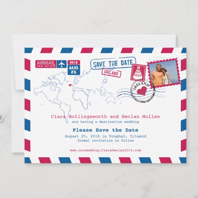 Reserve A Data Irleand Airmail | Salvar a data (Frente)