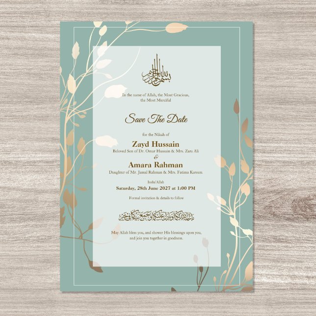 Reserve A Data Islamic Wedding | Sage Green & Gold (Criador carregado)