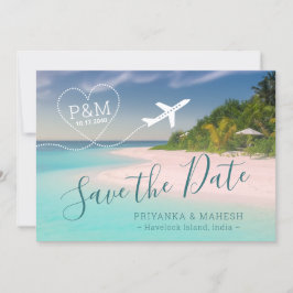 Reserve A Data Island Beach Wedding Heart Airplane Save the Date