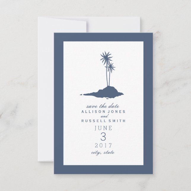 Reserve A Data Island Beach Wedding Save The Date - Azul Escuro (Frente)