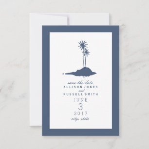 Reserve A Data Island Beach Wedding Save The Date - Azul Escuro