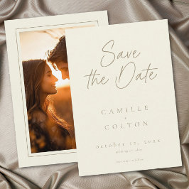 Reserve A Data Ivory Cream Minimalist Wedding Photo