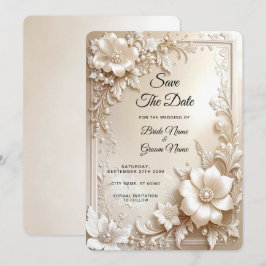 Reserve A Data Ivory Flowers Save the Date