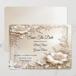 Reserve A Data Ivory Flowers Save The Date