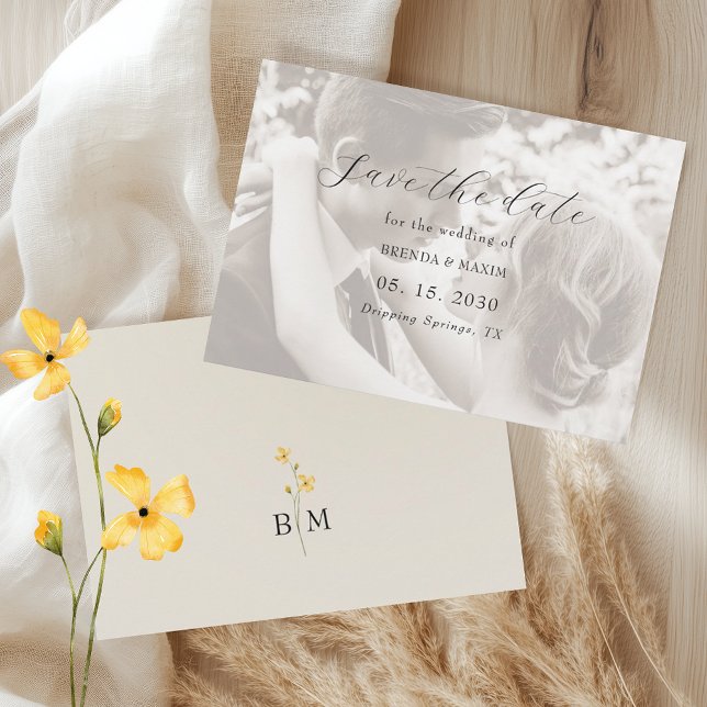 Reserve A Data Ivory Minimalist Photo Wedding (Criador carregado)