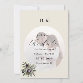 Reserve A Data Ivory Olive Branch Monogram Photo Wedding