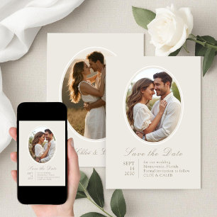Reserve A Data Ivory & Sand Casal Chic Script Casamento