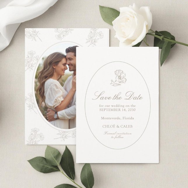 Reserve A Data Ivory & Sand | Casal Floral Chic Roteiro de Casame (Criador carregado)