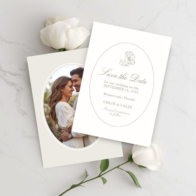 Reserve A Data Ivory & Sand | Casamento de Script Chic Couple (Criador carregado)
