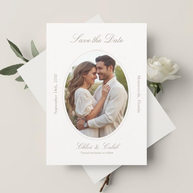 Reserve A Data Ivory & Sand | Chic Script Wedding Save The (Criador carregado)