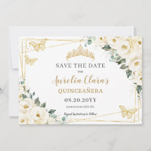Reserve A Data Ivory White Floral Quinceanera Sweet 16 Butterfly