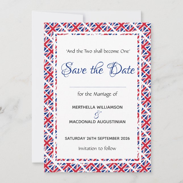 Reserve A Data JACK Wedding da UNIÃO Patriótica Britânica (Frente)