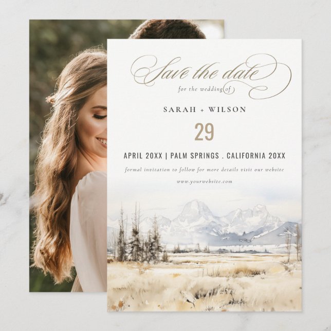 Reserve A Data Jackson Hole Wyoming Landscape Wedding Photo (Frente/Verso)