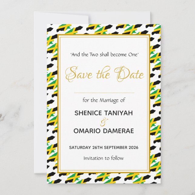 Reserve A Data JAMAICA Casamento Celebração Costume Cristão (Frente)