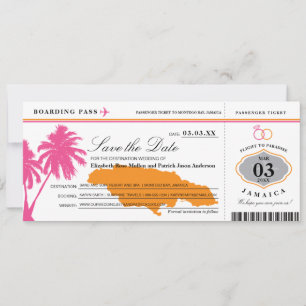 Reserve A Data Jamaica Embaraçando Pink & Orange Salve a data