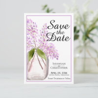 Jar Rustic Watercolor de Lilac Flowers Casamento