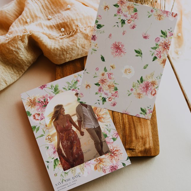 Reserve A Data Jardim Afterglow Floral Foto Save the Date (Criador carregado)