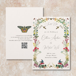 Reserve A Data Jardim Botânico Vintage de Beija-flor Casamento