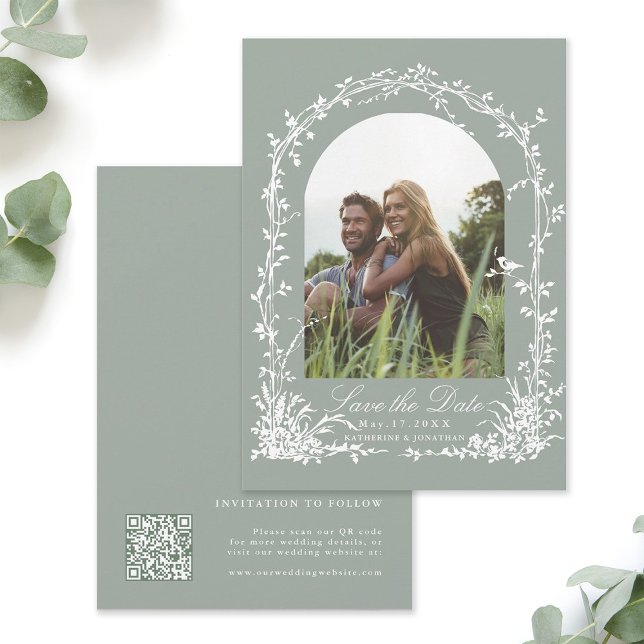 Reserve A Data Jardim de Arco Botânico Fotografia de Casamento Ve (Front & Back)
