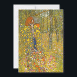 Reserve A Data Jardim de Fazenda Gustav Klimt com Crucifix<br><div class="desc">Cartão com Fazenda de pintura a óleo de Gustav Klimt com Crucifix (1911). O crucifixo e a Virigin Mary descansam em um jardim fazenda de lindas flores amarelas,  brancas,  roxas e laranja. Um presente maravilhoso para fãs de Arte Nouveau e de Arte Austríaca.</div>