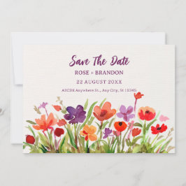 Reserve A Data Jardim de Flores Coloridas em aquarela baby shower