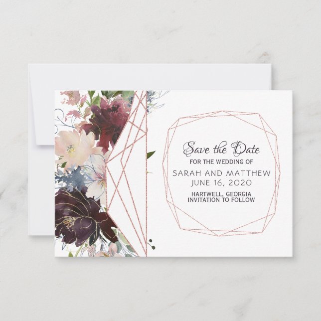 Reserve A Data Jardim de Vidro Geométrico Casamento Salve a Data (Frente)