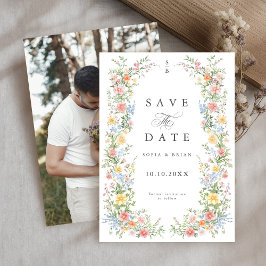 Reserve A Data Jardim Floral de Primavera Ornado com Pastéis Suav