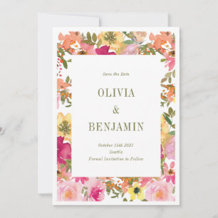 Reserve A Data Jardim Floral Vibrante em Aquarela Foto Primavera